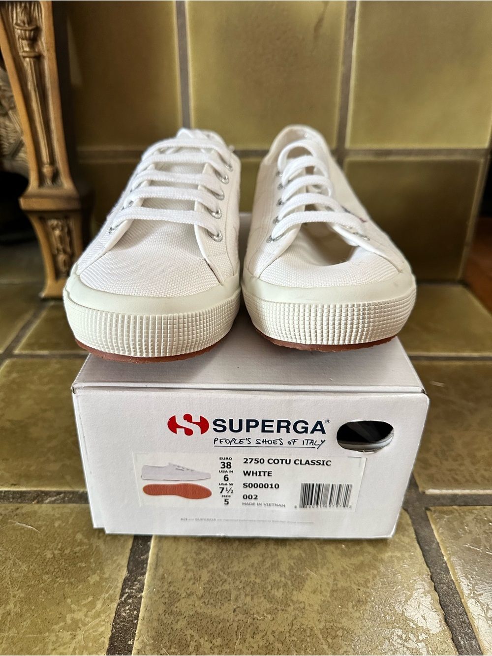 Superga White Canvas Low-Top Sneakers (Classic White) - Picture 2 of 4